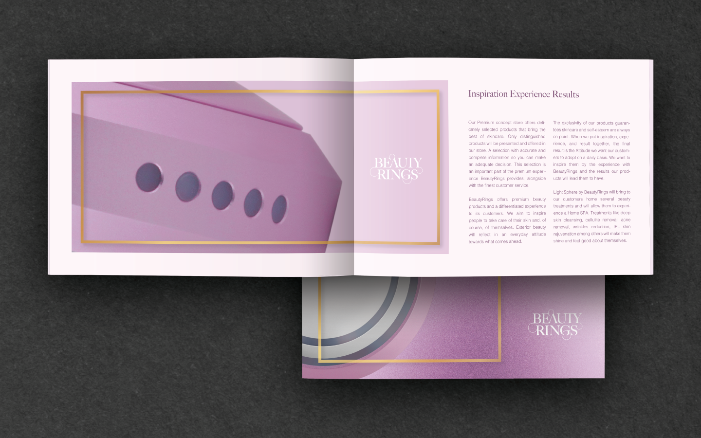 Design de logotipo e identidade visual corporativa e comunicação gráfica da marca Beauty rings