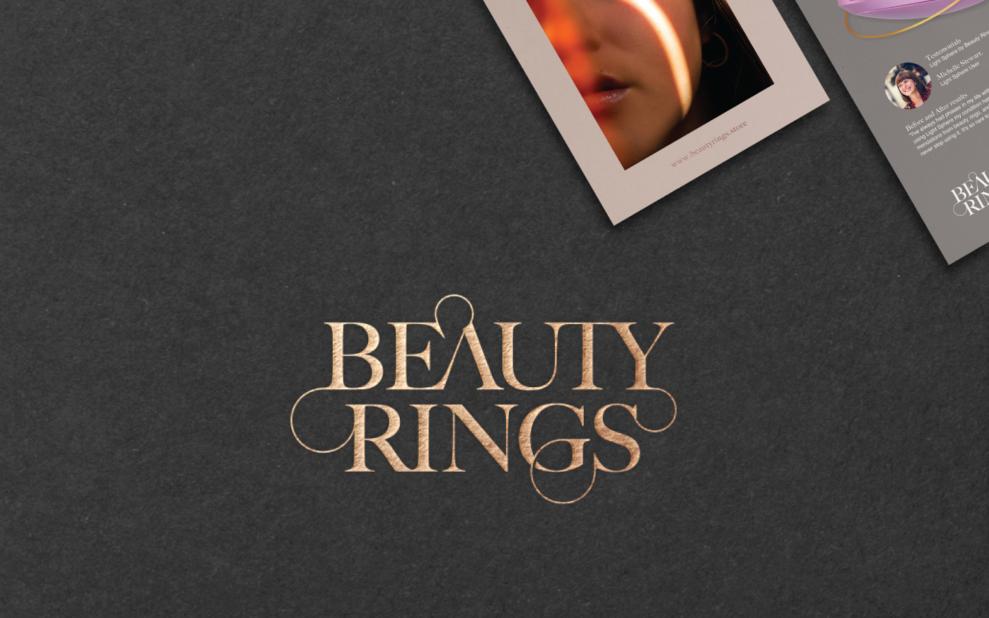 Design de logotipo e identidade visual corporativa e comunicação gráfica da marca Beauty rings